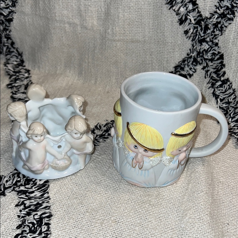 Angel Themed Mug and Trinket Bowl Tea light Candle Holder